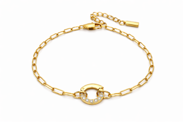 Ruby mit Kristallverschluss RUND - gold