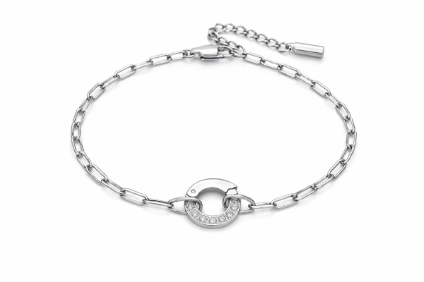 Ruby mit Kristallverschluss RUND - silber